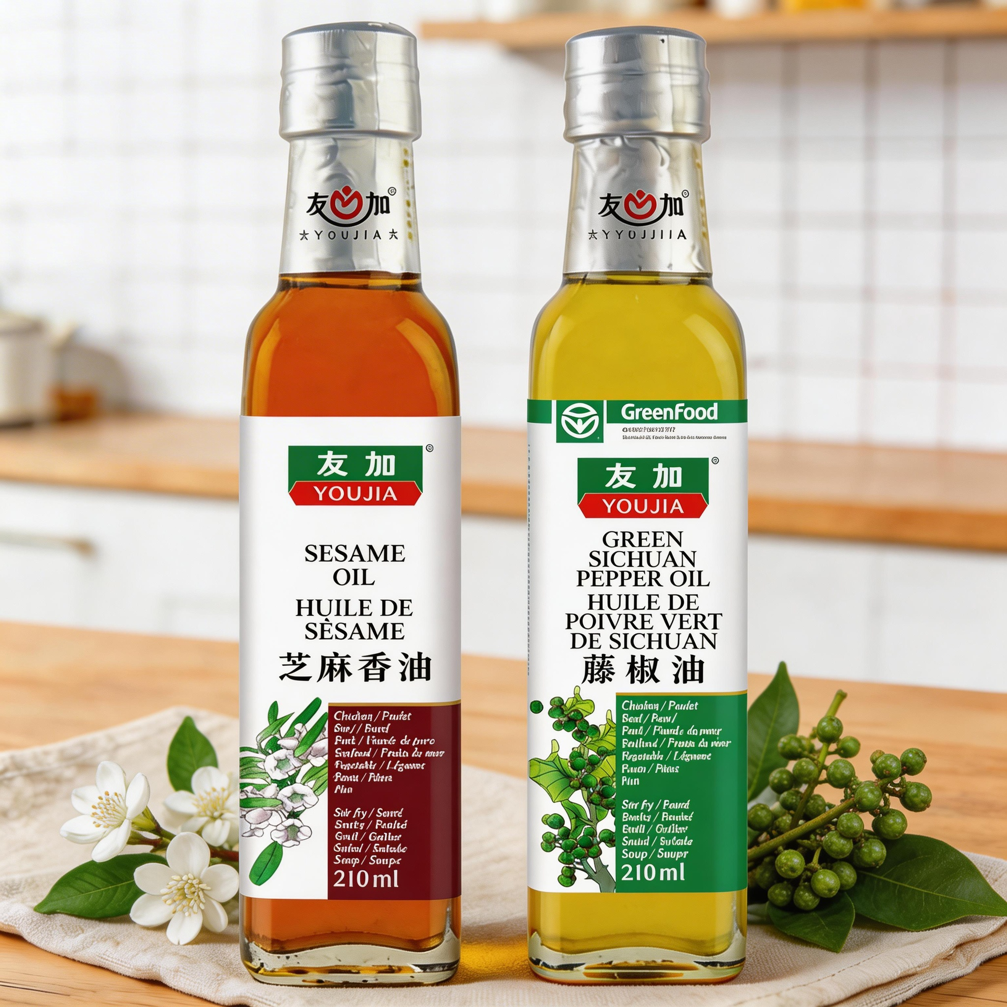 Sesame & Green Pepper Oil Set - 210ml x 2