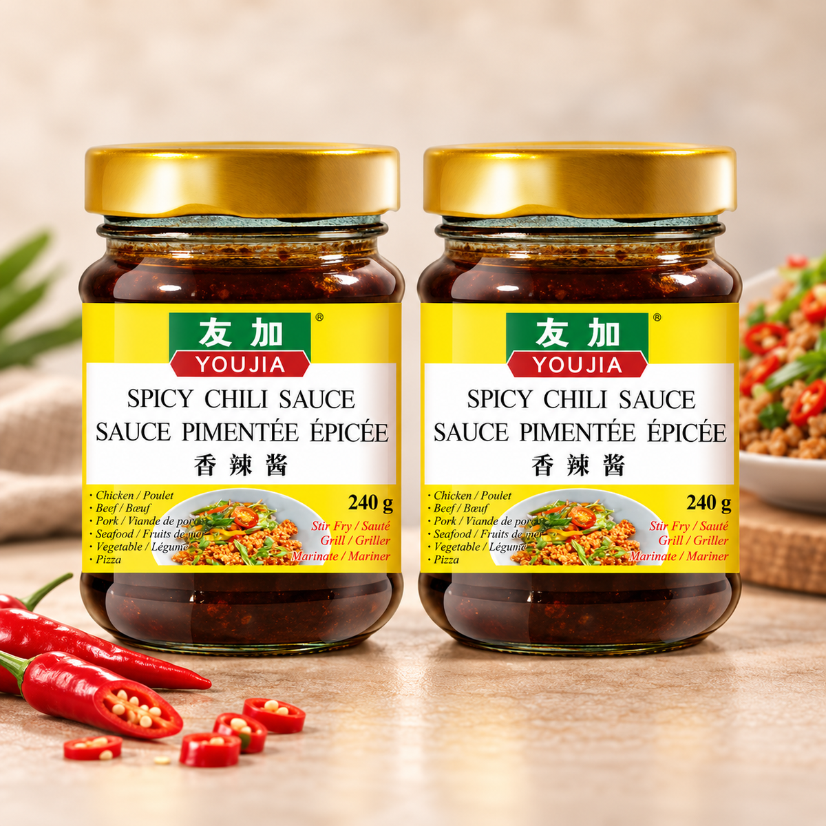 Youjia Spicy Chili Sauce 240g – 2 Jars